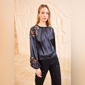 Ulla Johnson Mathilde Blouse in Black